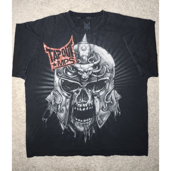 Vintage Y2K Tapout MPS Skull Warrior Spartan T-Shirt Men’s XXL Goth Grunge - Picture 1 of 4
